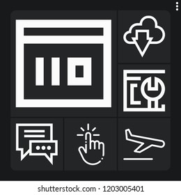 Set of 6 interface outline icons such as touch, landing, browser, chatting