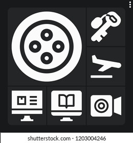 Set of 6 internet filled icons such as computer, landing, key, facetime