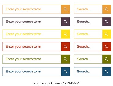 Set of 6 isolated search form in simple flat design