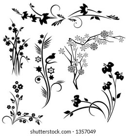 A set of 6 japanese floral designs.