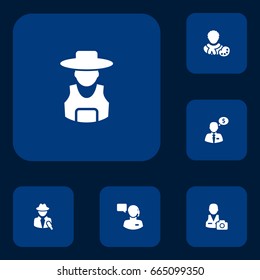Set Of 6 Job Icons Set.Collection Of Actor, Money Agent, Producer And Other Elements.