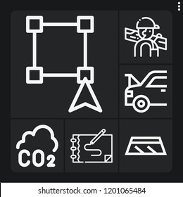 Set of 6 job outline icons such as carpenter, co, select, maintenance, sketch