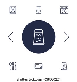 Set Of 6 Kitchen Outline Icons Set.Collection Of Grater, Book Of Recipes, Jug And Other Elements.