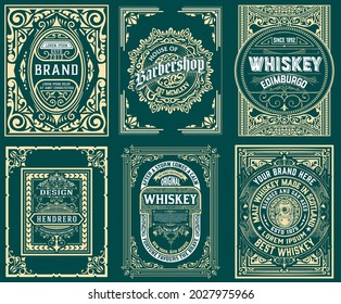 Set of 6 labels. Western style