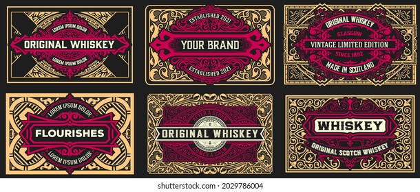 Set of 6 labels. Western style