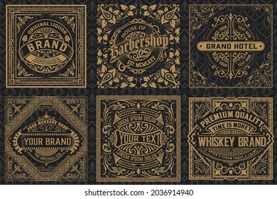 Set of 6 labels. Western style