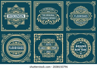 Set of 6 labels. Western style