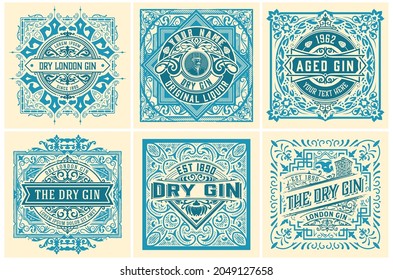 Set of 6 labels. Western style