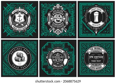Set of 6 labels. Western style