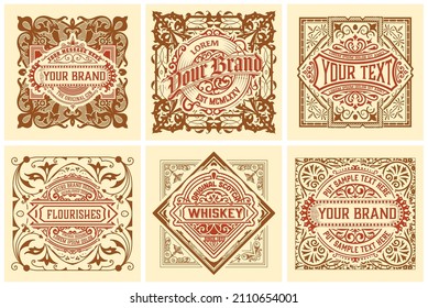 Set of 6 labels. Western style