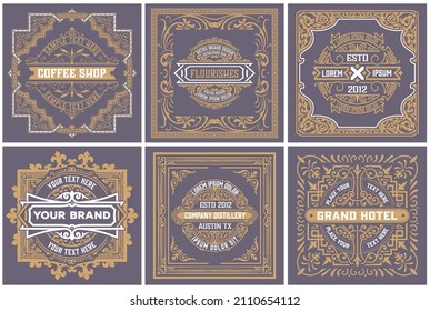 Set of 6 labels. Western style