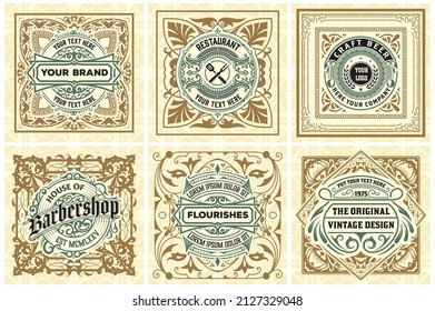 Set of 6 labels. Western style