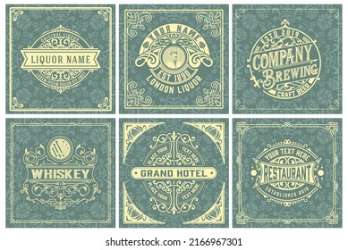 Set of 6 labels. Western style