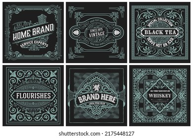 Set of 6 labels. Western style