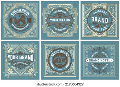 Set of 6 labels. Western style