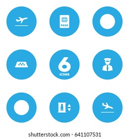 Set Of 6 Land Icons Set.Collection Of Leaving, Letdown, Aviator And Other Elements.