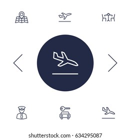 Set Of 6 Land Outline Icons Set.Collection Of Map, Pilot, Flight And Other Elements.