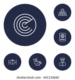 Set Of 6 Land Outline Icons Set.Collection Of Cafe, Certification, Map And Other Elements.