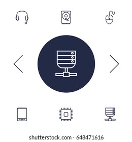 Set Of 6 Laptop Outline Icons Set.Collection Of Computer Mouse, Tablet, Hdd And Other Elements.