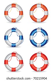Set of 6 lifebuoy vector illustrations