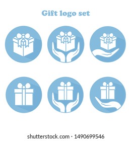 Set of 6 logo options with gifts.