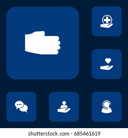 Set Of 6 Maintenance Icons Set.Collection Of Hand, Human , Care; Elements.