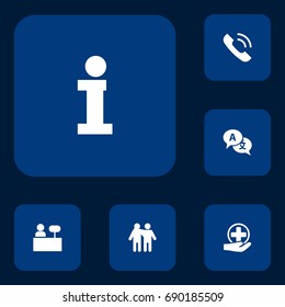 Set Of 6 Maintenance Icons Set.Collection Of Info, Reception, First-Aid And Other Elements.