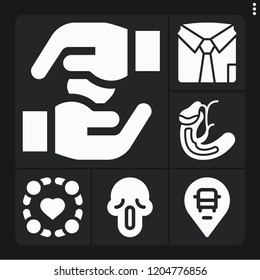 Set of 6 male filled icons such as gallbladder, shirt, placeholder, scream, group