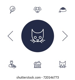 Set Of 6 Mammal Outline Icons Set.Collection Of Vet, Head, Parrot And Other Elements.