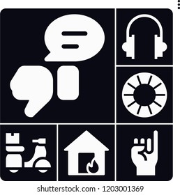 Set of 6 man filled icons such as scooter, feedback, house, iron man, headset