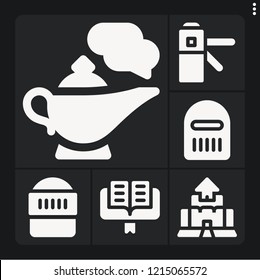 Set of 6 man filled icons such as warrior, access, genie, lectern
