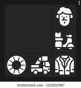 Set of 6 man filled icons such as scooter, car repair, iron man, jesus, becquer