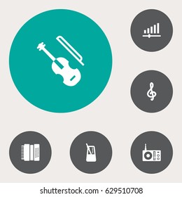 Set Of 6 Melody Icons Set.Collection Of Quaver, Knob, Rhythm Motion And Other Elements.