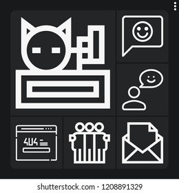 Set of 6 message outline icons such as feedback, meow, error, message