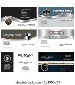 Set of 6 metallic business card templates