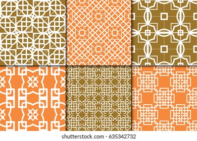 set of 6 modern decorative seamless geometric pattern. Vector illustration. For desin invitation, scrapbooking, wrapping