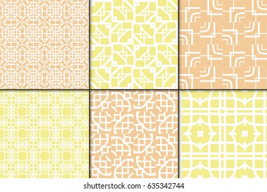 set of 6 modern decorative seamless geometric pattern. Vector illustration. For desin invitation, scrapbooking, wrapping