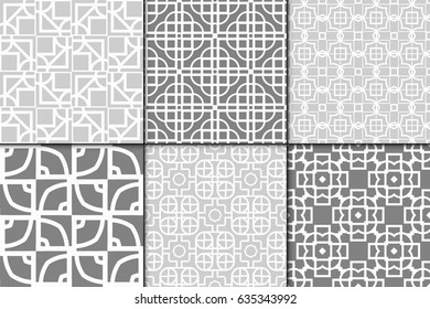 set of 6 modern decorative seamless geometric pattern. Vector illustration. For desin invitation, scrapbooking, wrapping