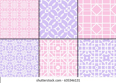 set of 6 modern decorative seamless geometric pattern. Vector illustration. For desin invitation, scrapbooking, wrapping