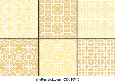 set of 6 modern decorative seamless geometric pattern. Vector illustration. For desin invitation, scrapbooking, wrapping