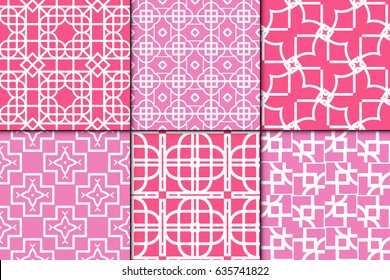 set of 6 modern decorative seamless geometric pattern. Vector illustration. For desin invitation, scrapbooking, wrapping