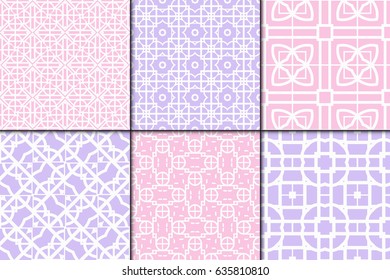 set of 6 modern decorative seamless geometric pattern. Vector illustration. For desin invitation, scrapbooking, wrapping