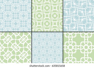 set of 6 modern decorative seamless geometric pattern. Vector illustration. For desin invitation, scrapbooking, wrapping
