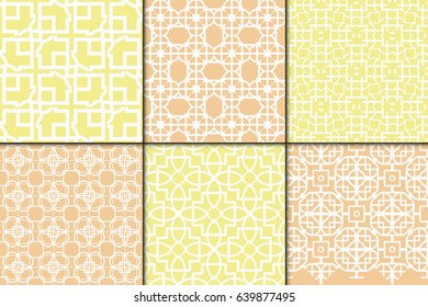 set of 6 modern decorative seamless geometric pattern. Vector illustration. For desin invitation, scrapbooking, wrapping