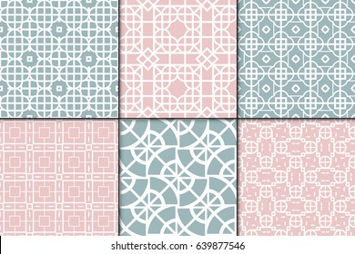 set of 6 modern decorative seamless geometric pattern. Vector illustration. For desin invitation, scrapbooking, wrapping