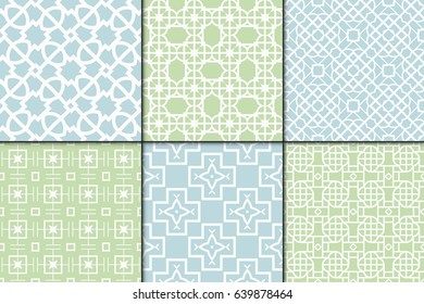 set of 6 modern decorative seamless geometric pattern. Vector illustration. For desin invitation, scrapbooking, wrapping