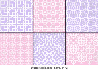 set of 6 modern decorative seamless geometric pattern. Vector illustration. For desin invitation, scrapbooking, wrapping