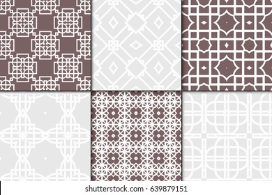 set of 6 modern decorative seamless geometric pattern. Vector illustration. For desin invitation, scrapbooking, wrapping