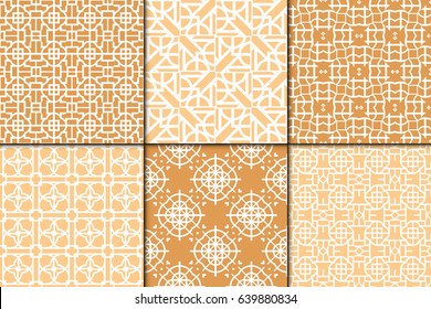set of 6 modern decorative seamless geometric pattern. Vector illustration. For desin invitation, scrapbooking, wrapping
