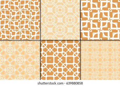 set of 6 modern decorative seamless geometric pattern. Vector illustration. For desin invitation, scrapbooking, wrapping